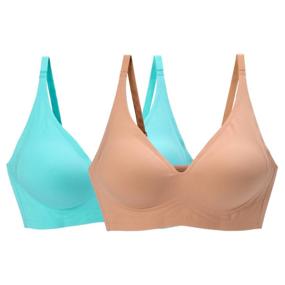 Rhonda Shear 2 Pack Gel Bra without Back Closure Size Medium Beige Celeste 620.7